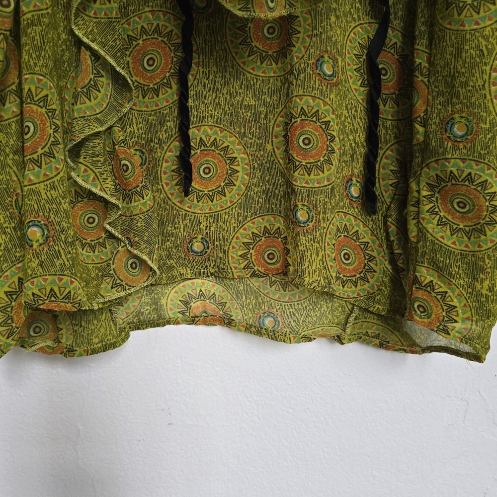 Olive Green Cold-Shoulder Ruffle Blouse - Picture 11 of 15